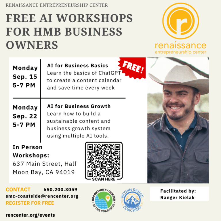 FREE AI WORKSHOPS FOR HMB BUSINESS OWNERS Flyer 1 2 768x768