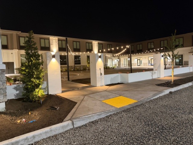 Big Wave Center courtyard string lights 3 31 26