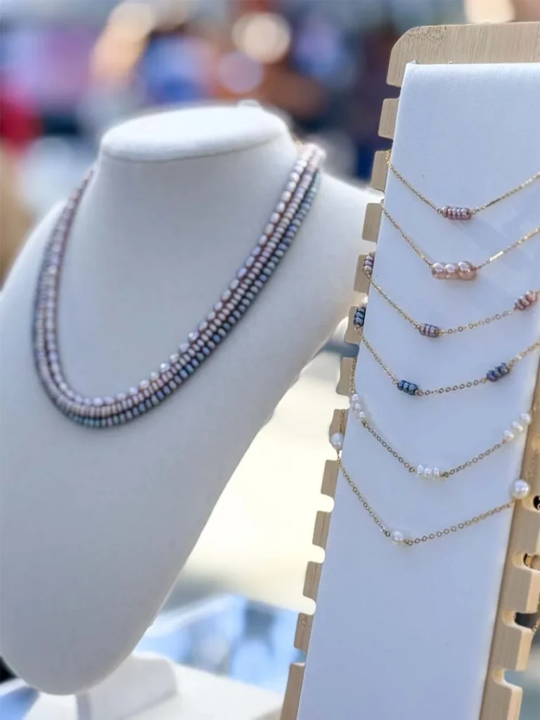 Clare Swan Pearl necklaces times 2 768x1023